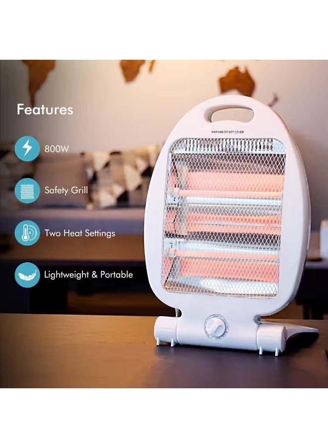 NOVA NH-1250H Quartz Electric Heater 800W Portable Indoor Heater with Wide Angle Heat Reflector, Safety Tip Over Protection, Energy Efficient Design - Image 3